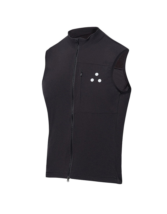Black cycling vest with a zipper on a white background