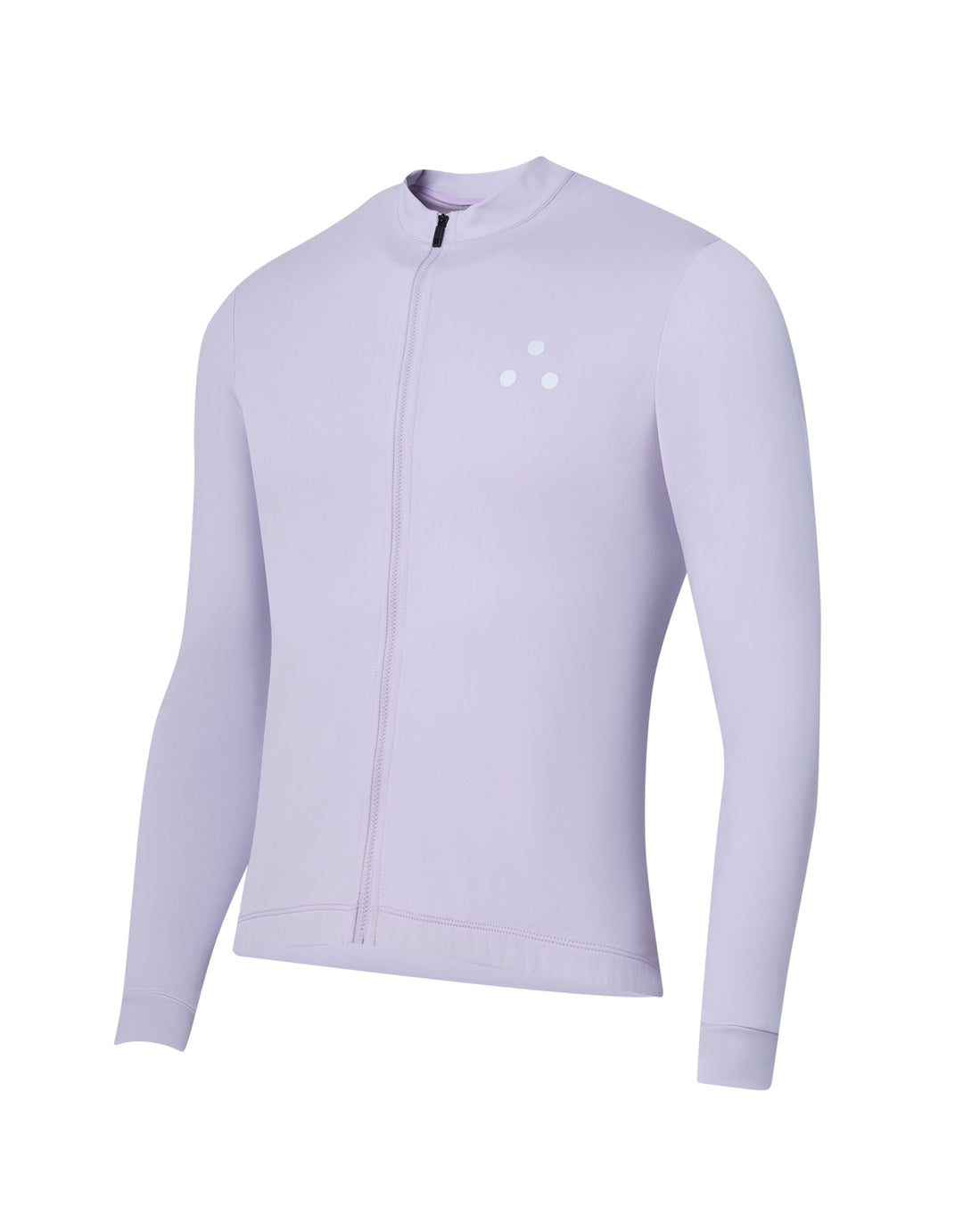 Light purple long-sleeve, thermal DRS cycling jersey on a white background