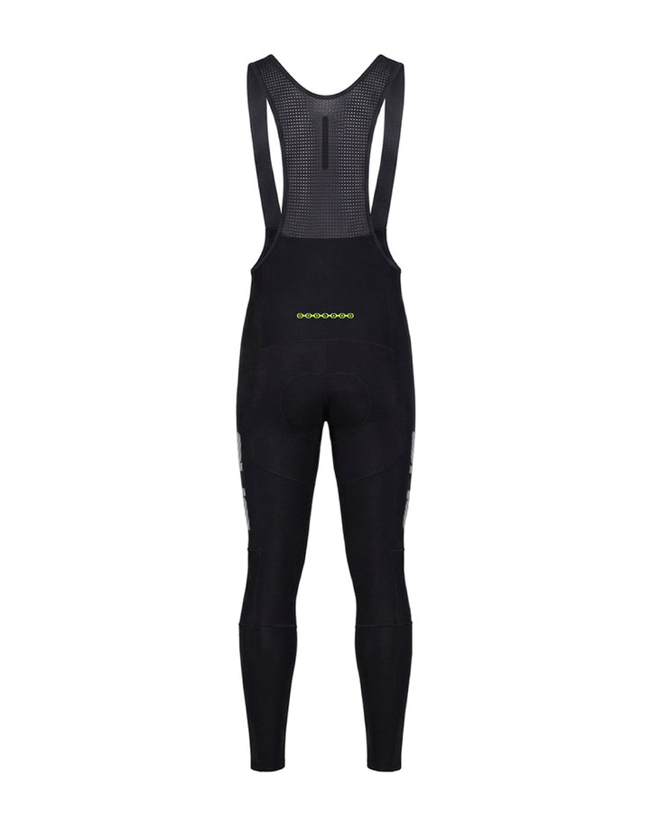 Black DRS thermal cycling bibs with a visible brand logo on a white background